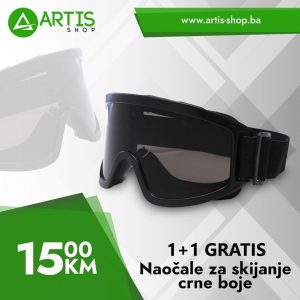 Naočale za skijanje crne boje 1 plus 1